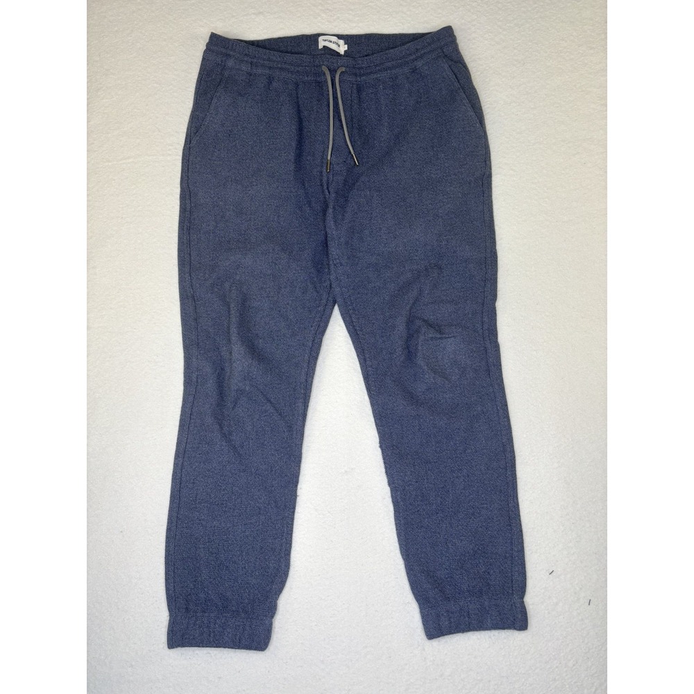 Taylor Stitch Apres Pants Mens L Indigo  Blue Waffle Knit  Drawstring Jogger